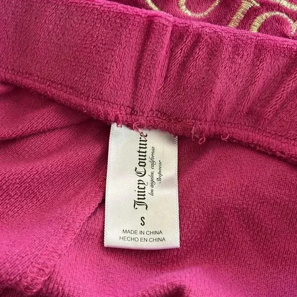 EUC Juicy Couture Velour Lounge Sleepwear Pajama Set Spellout Logo Pink Size S - Picture 4 of 10